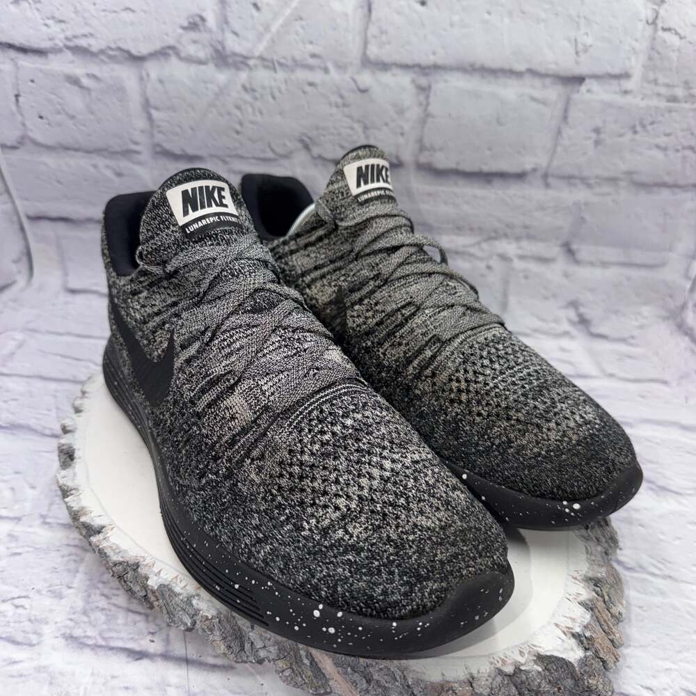 Nike LunarEpic Low Flyknit 2 Mens Running Shoes Black White 863779-041 Size 12